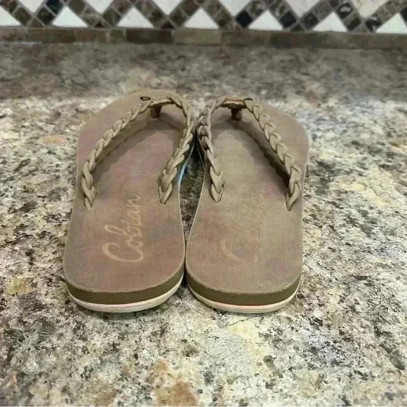 Cobain Tan Braided Ladies Flips Flops size 6 Slip on Sandals Summer Beach - Picture 2 of 7